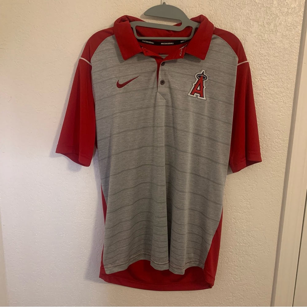 Nike Angels Baseball Short Sleeve Polo Mens Medium Dri Fit